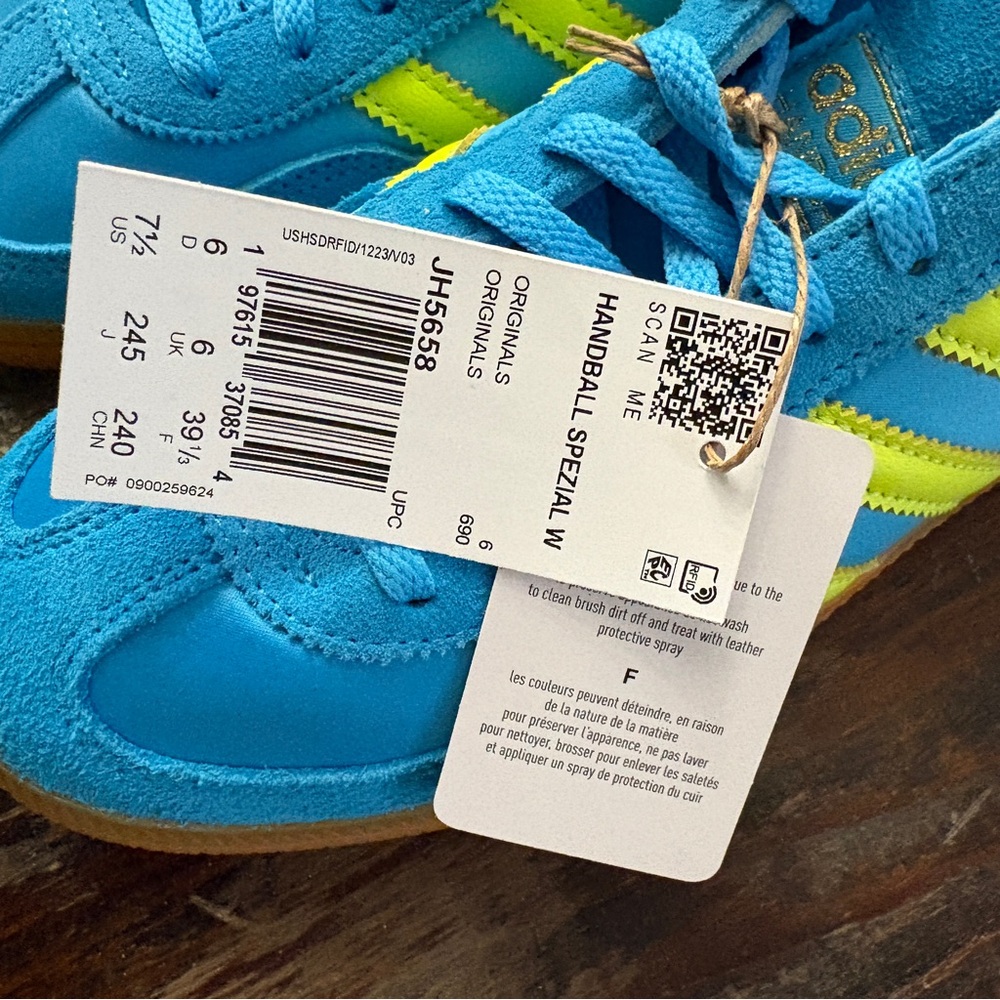adidas Handball Spezial Blue Yellow Pink Gum Womens 7.5 New SKU ADHS-7.5-NB - Picture 6 of 9